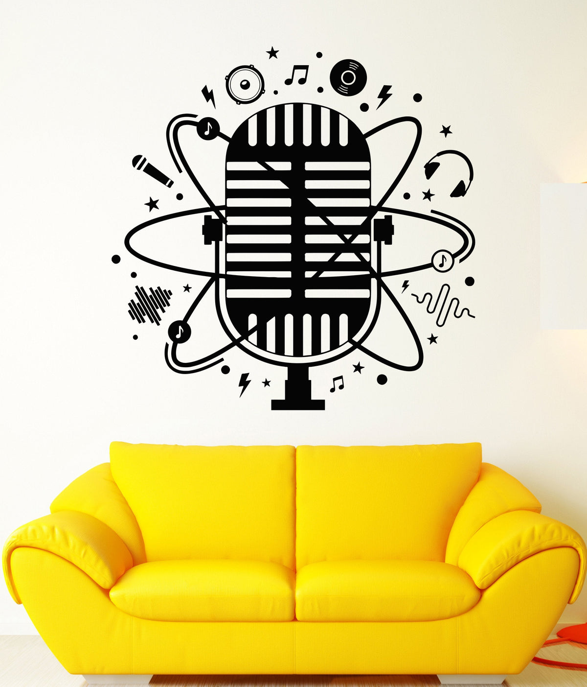 Vinyl Wall Decal Retro Microphone Singer Musician Karaoke Club Sticker ...