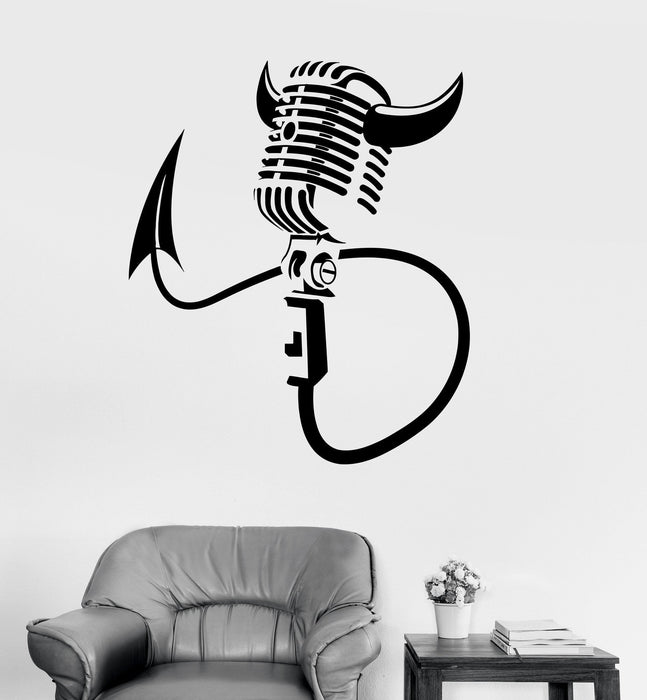Autocollant mural en vinyle pour karaoké, microphone, chanteur, diable, cadeau unique (439ig)