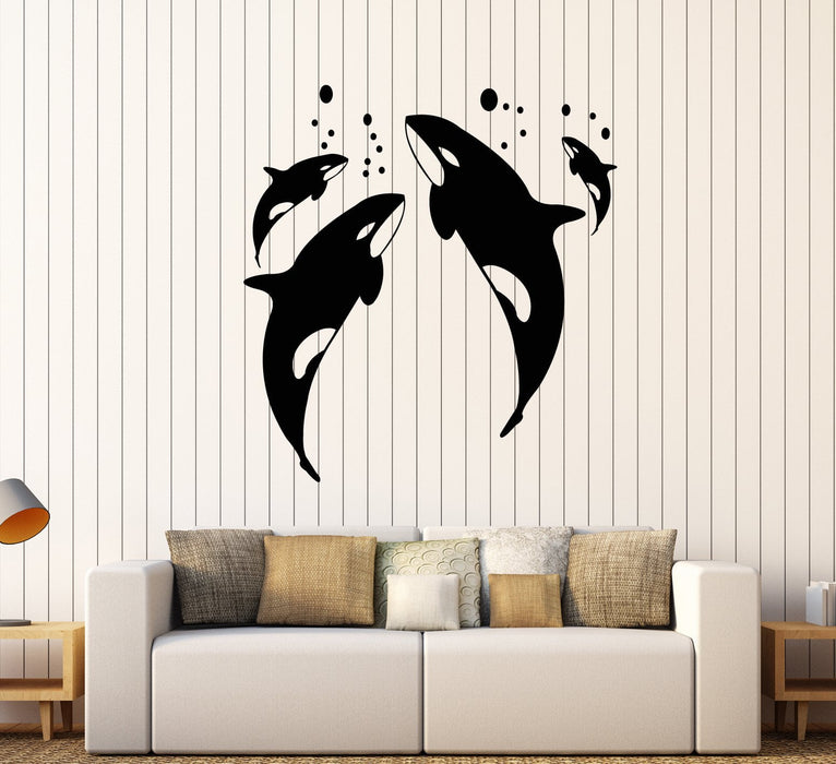 Vinyl Wall Decal Killer Whale Sea Ocean Style Bathroom Decor Stickers (2429ig)