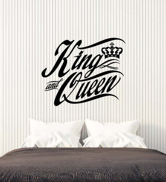 Vinyl Wall Decal Quote Words The King And Queen Crown Bedroom Decor Stickers (3155ig)