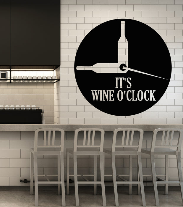 Vinyl Wall Decal Bottle of Wine Watch Funny Kitchen Decor Quote Stickers (3332ig)