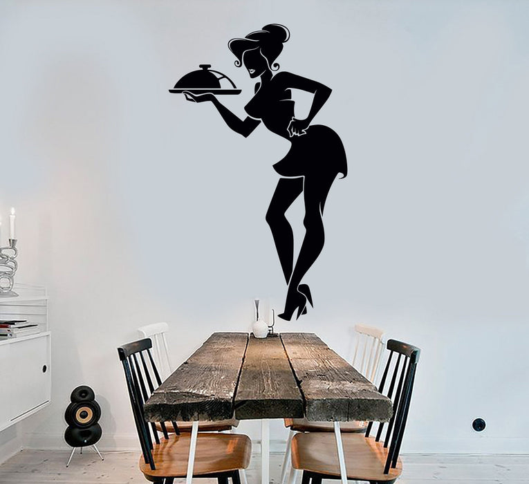 Vinyl Wall Decal Waitress Restaurant Cafe Bar Kitchen Decoration Stickers Unique Gift (507ig)