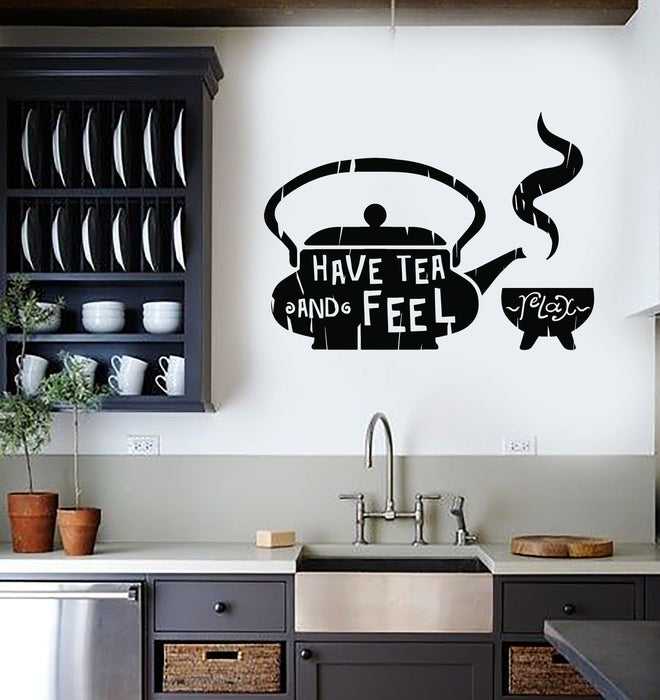 Vinyl Wall Decal Kitchen Quote Tea Teapot Cafe Teahouse Stickers Unique Gift (ig3607)