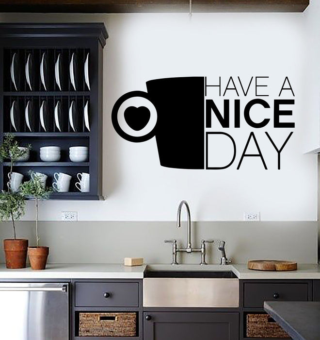 Vinyl Wall Decal Kitchen Positive Quote Coffee Cup Stickers Unique Gift (ig3936)