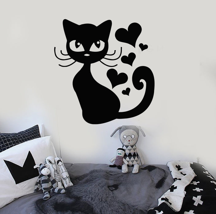 Wall Stickers Vinyl Decal Cat Animal Kitten Pets Love Romantic Heart Unique Gift (ig315)