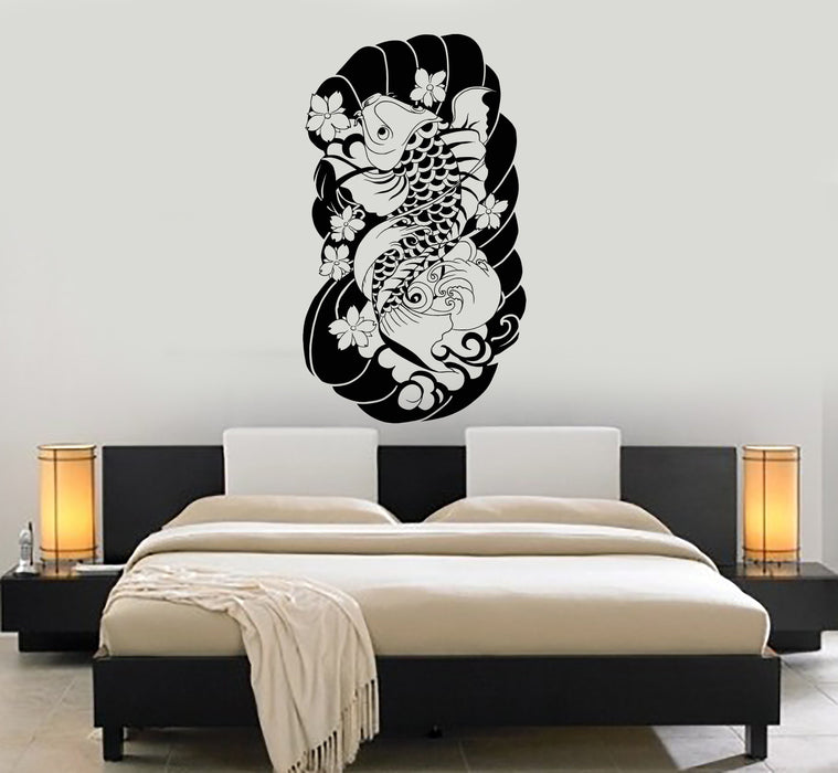 Vinyl Wall Decal Koi Carp Japan Art Japanese Fish Asian Room Decoration Stickers Mural Unique Gift (ig4966)