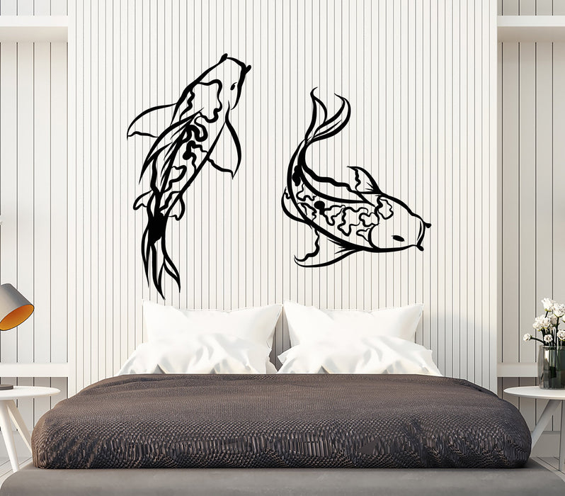 Vinyl Wall Decal Koi Fish Asian Japanese Style Abstract Animals Stickers (2310ig)