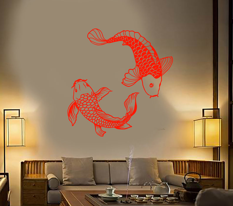 Vinyl Wall Decal Asian Style Japanese Fish Koi Carp Stickers Unique Gift (2063ig)