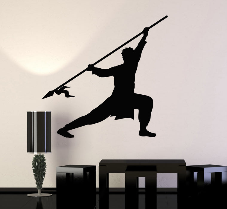 Виниловая наклейка на стену силуэт воина кунг-фу боевые искусства наклейки настенная роспись уникальный подарок (ig4983)