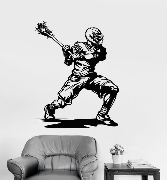 Autocollant mural en vinyle pour joueur de crosse, autocollant de sport, cadeau unique (ig3977)