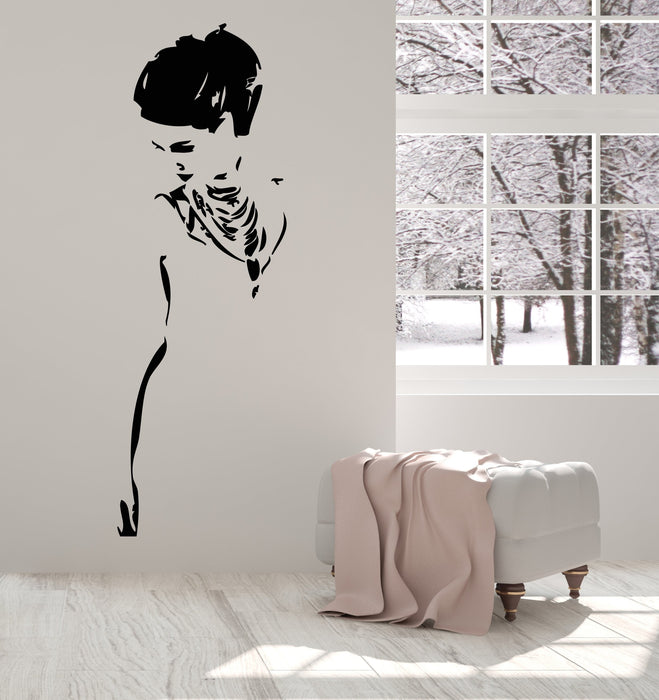 Vinyl Wall Decal Beautiful Girl Elegant Lady Necklace Hairstyle Stickers Unique Gift (1634ig)