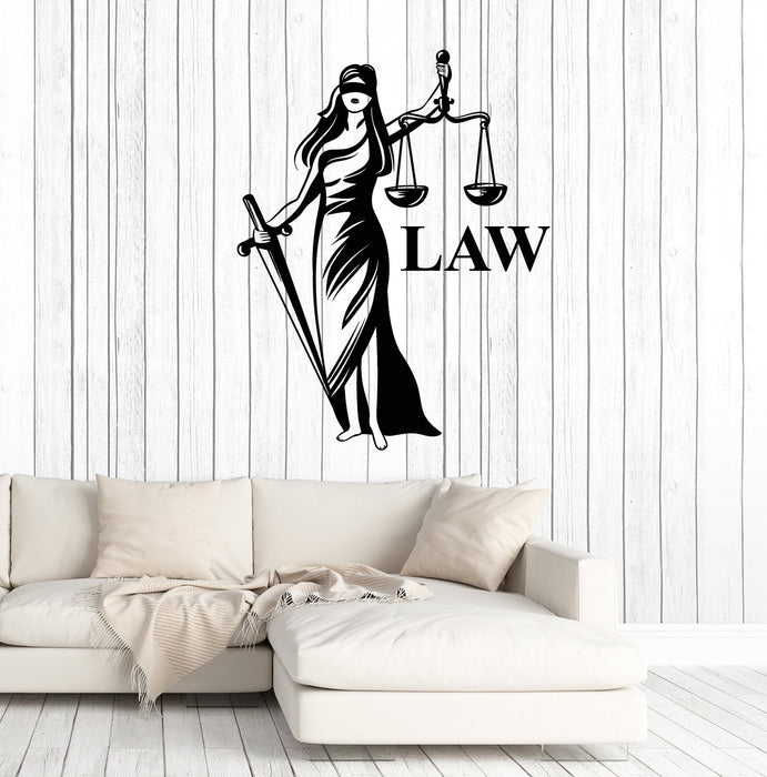 Vinyl Wall Decal Law Firm Themis Court Judge Stickers Mural Unique Gift (ig4948)