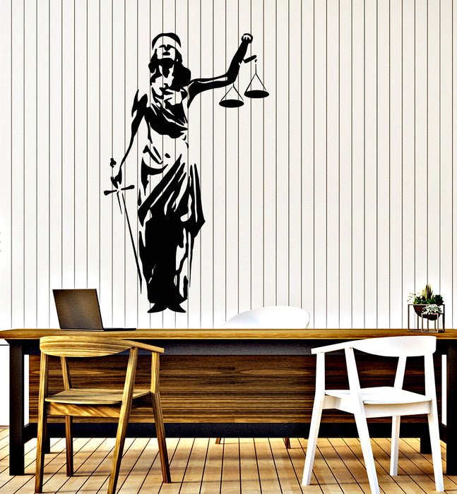 Vinyl Wall Decal Lady Justice Themis Court Of Justice Law Office Decor Stickers (3220ig)