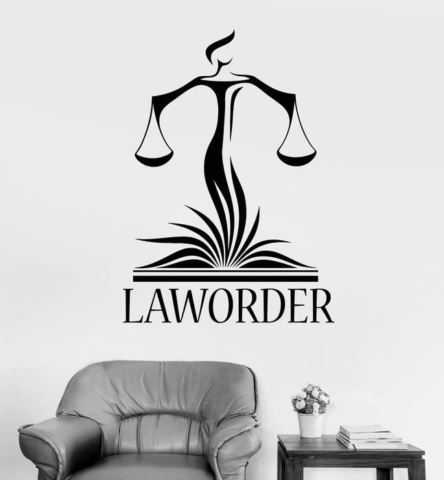 Vinyl Wall Decal Law Office Lawyer Justice Libra Court Stickers Unique Gift (1800ig)