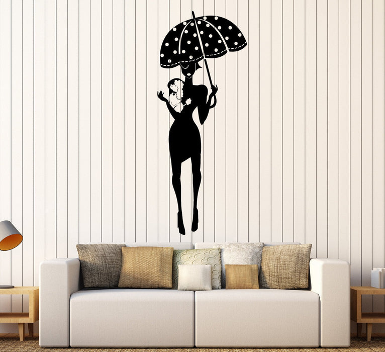 Vinyl Wall Decal Fashion Lady Dog Umbrella Style Beauty Salon Stickers Unique Gift (419ig)