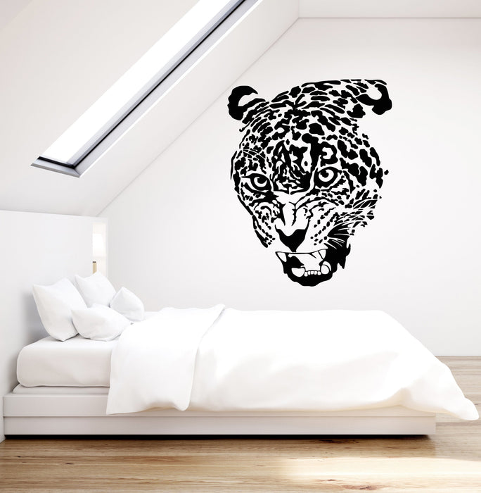 Vinyl Wall Decal Leopard Head Big Wild Cat Predator Fangs Stickers (2866ig)
