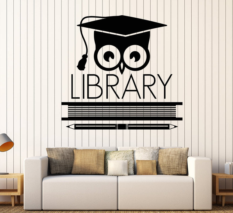 Vinyl Wall Decal Logo Signboard Library Learning Scientist Owl Stickers Unique Gift (1908ig)