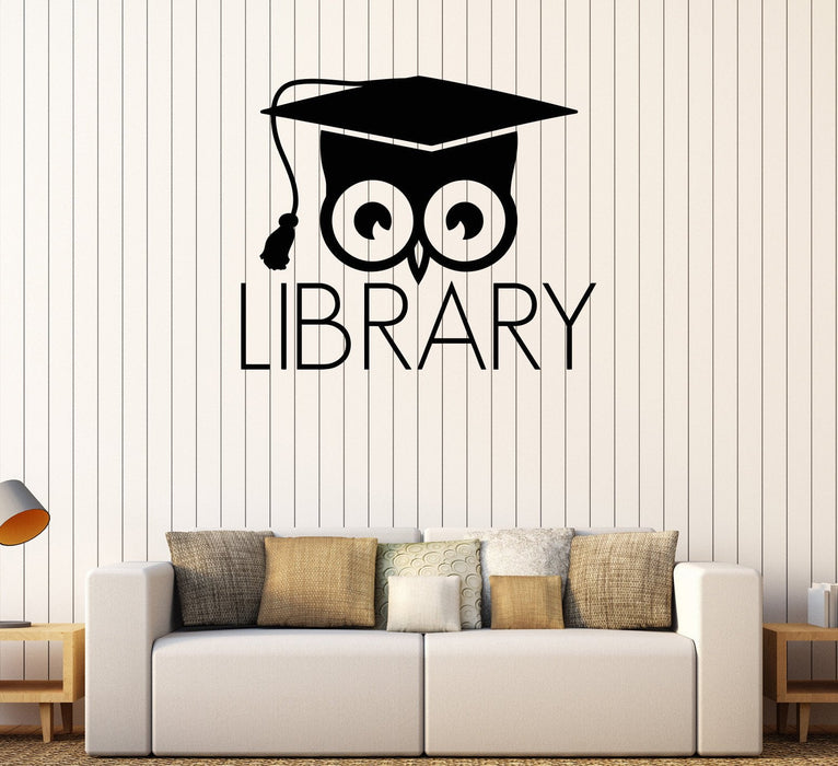 Library Book Decals Vinyl Wall Decal Library Books Bookworm Academic Owl Scientific Sticke ...