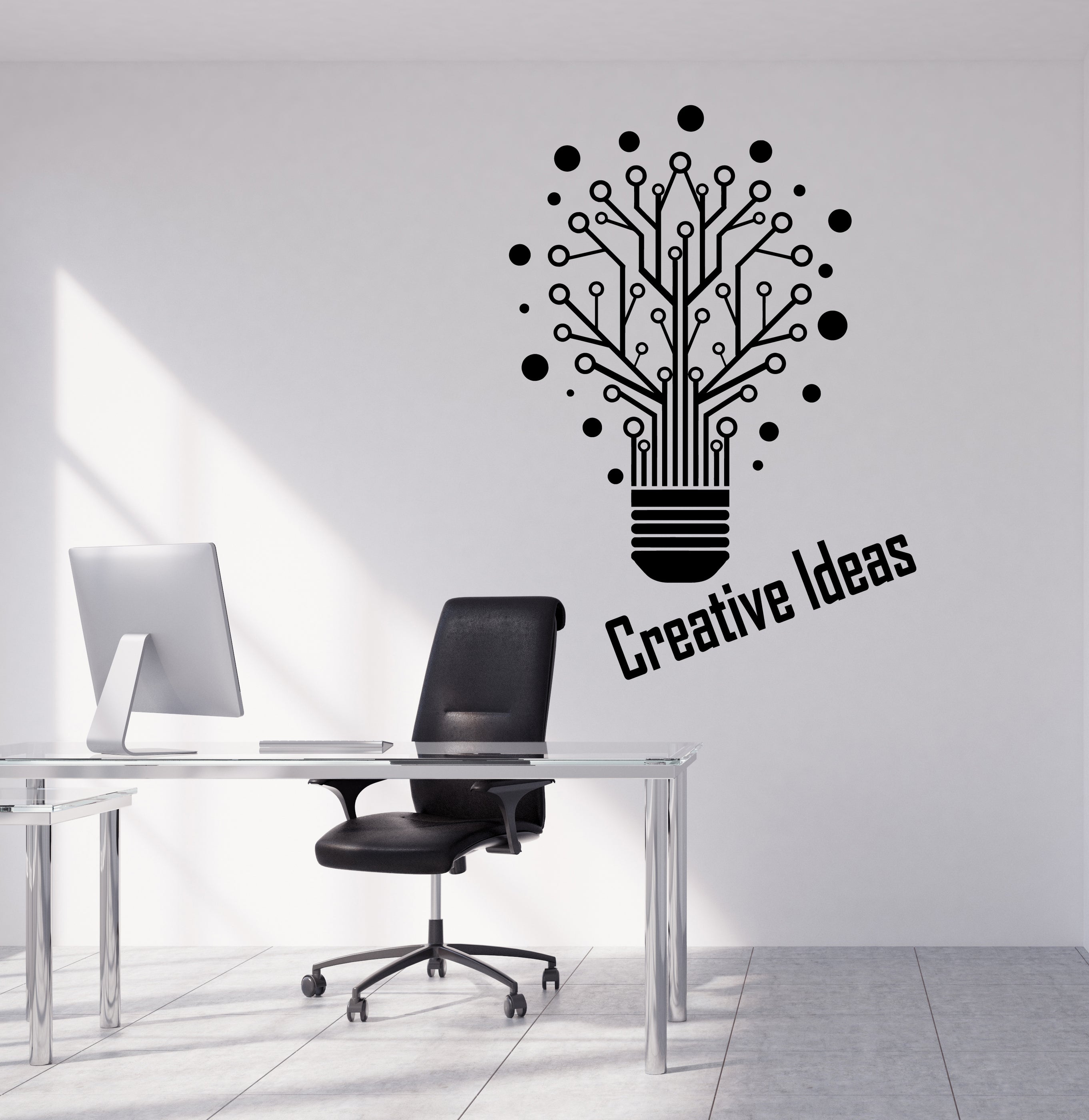Vinyl Wall Decal Creative Ideas Light Bulb Words Logo Office Decor Sti ...