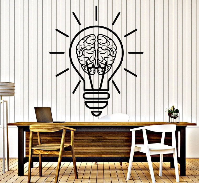Vinyl Wall Decal Bulb Idea Brain Motivation Decor For Office Stickers Unique Gift (1953ig)