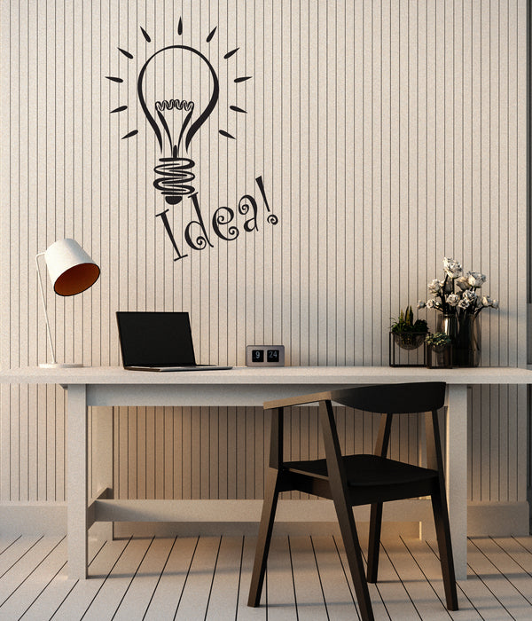 Vinyl Wall Decal Light Bulb Idea Word Logo Business Home Office Creative Team Stickers (4182ig)