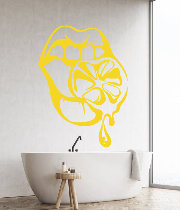 Виниловые наклейки на стену сексуальные губы девушки лимон апельсин крутые наклейки уникальный подарок (1614ig)