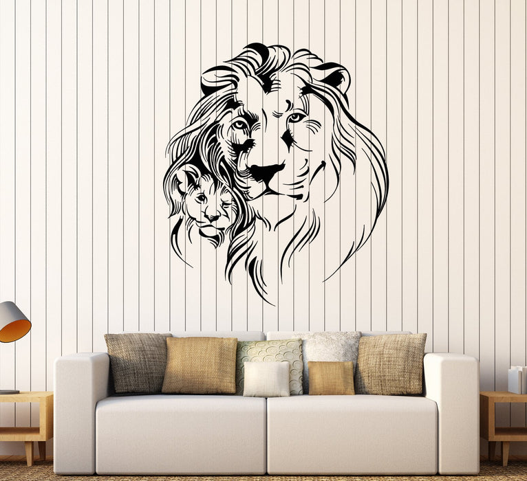 Vinyl Wall Decal Lion Lionet Father And Son African Animals Stickers Unique Gift (1752ig)