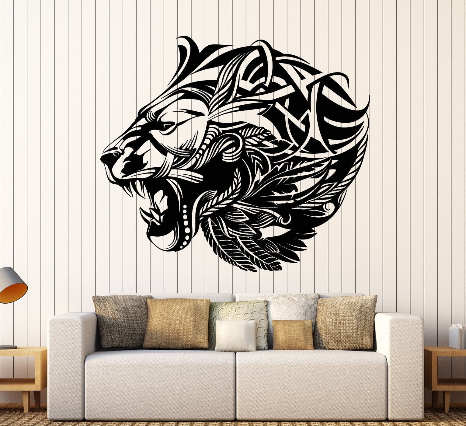 Vinyl Wall Decal African Lion Head Abstract Animal Predator Stickers ...