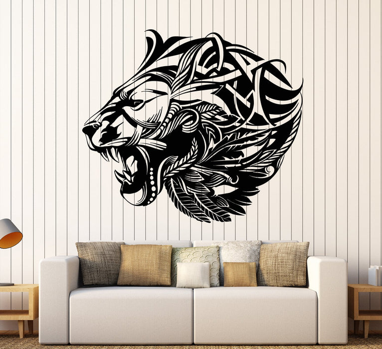 Vinyl Wall Decal African Lion Head Abstract Animal Predator Stickers (2177ig)