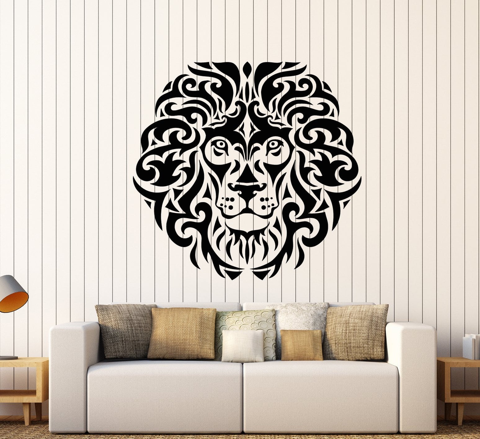 Vinyl Wall Decal Abstract African King Animal Lion Head Predator Stick ...