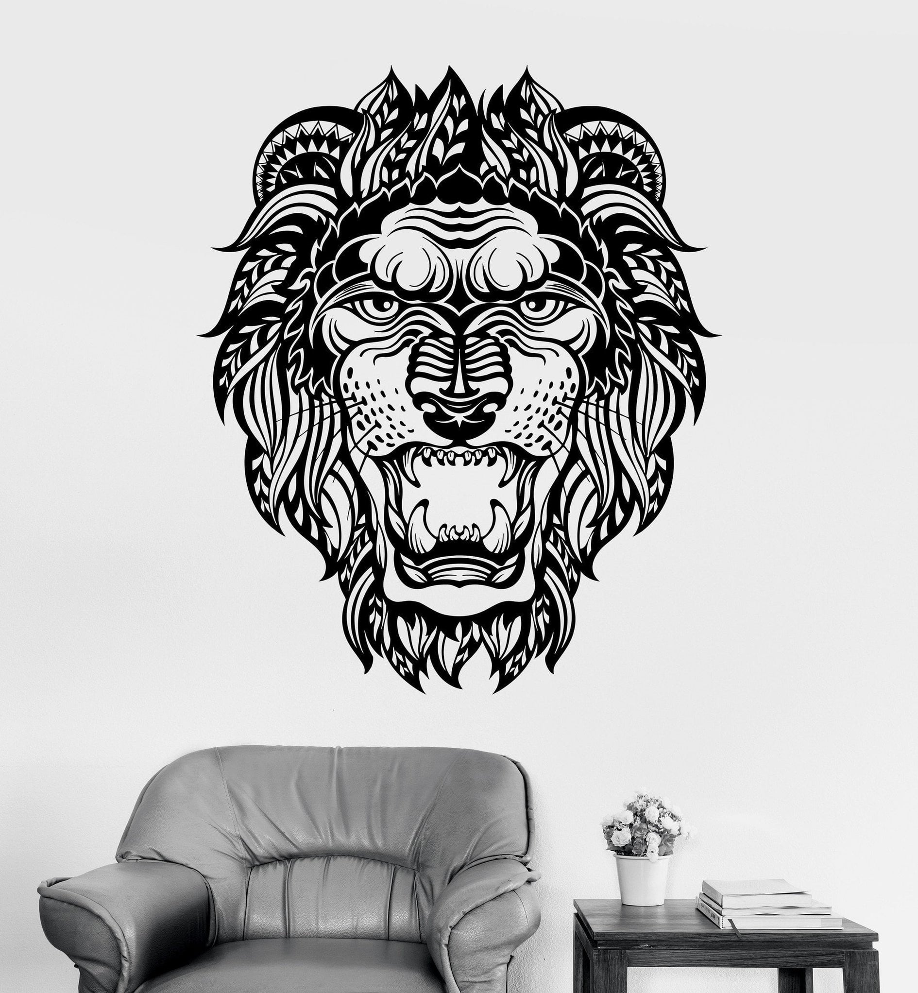 Vinyl Wall Decal Lion Head Animal Tribal Art Decor Stickers Mural Uniq ...