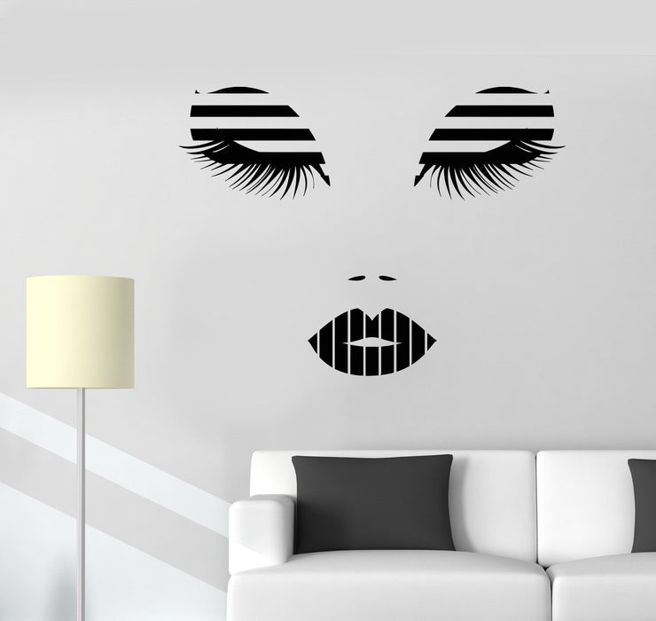 Vinyl Wall Decal Beauty Salon Makeup Sexy Eyes Eyelashes Lips Stickers Unique Gift (1365ig)