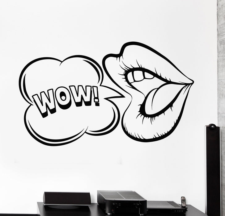 Vinyl Wall Decal Mouth Sexy Lips Wow Girl Stickers Unique Gift (738ig)