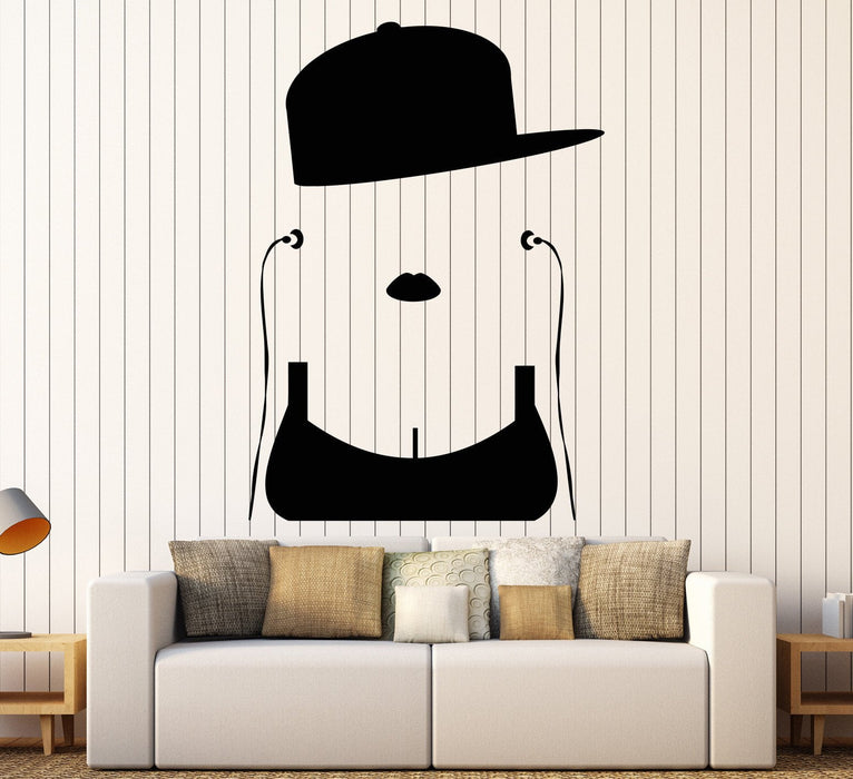 Виниловые наклейки на стену наушники любитель музыки подросток девушка кепка наклейки уникальный подарок (1143ig)