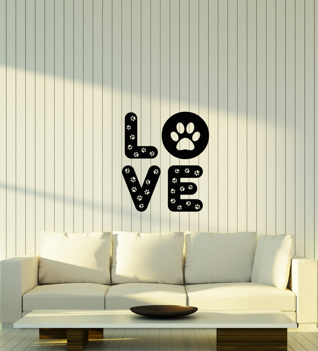 Vinyl Wall Decal Footprints Animal Pet Love Word Stickers (4004ig)