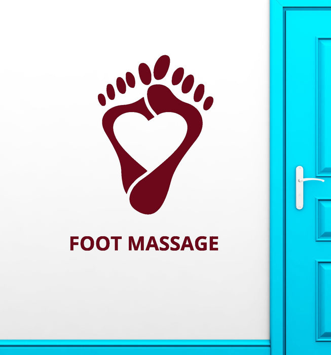 Vinyl Wall Decal Foot Massage Words Spa Center Logo Feet Heart Stickers (2152ig)