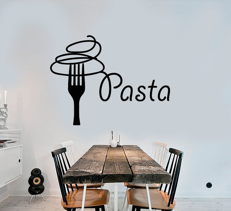 Vinyl Wall Decal Fork Pasta Spaghetti Logo Restaurant Decor For Kitchen Stickers (3071ig)