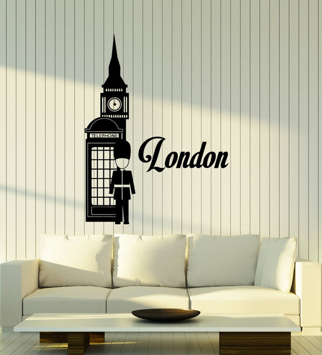Vinyl Wall Decal London England Tourism Travel Red Telephone Box Stickers (2835ig)