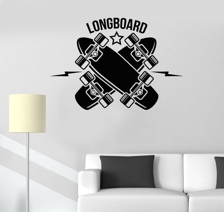 Vinyl Wall Decal Longboard Skateboarding Sports Art Teen Room Stickers Unique Gift (515ig)