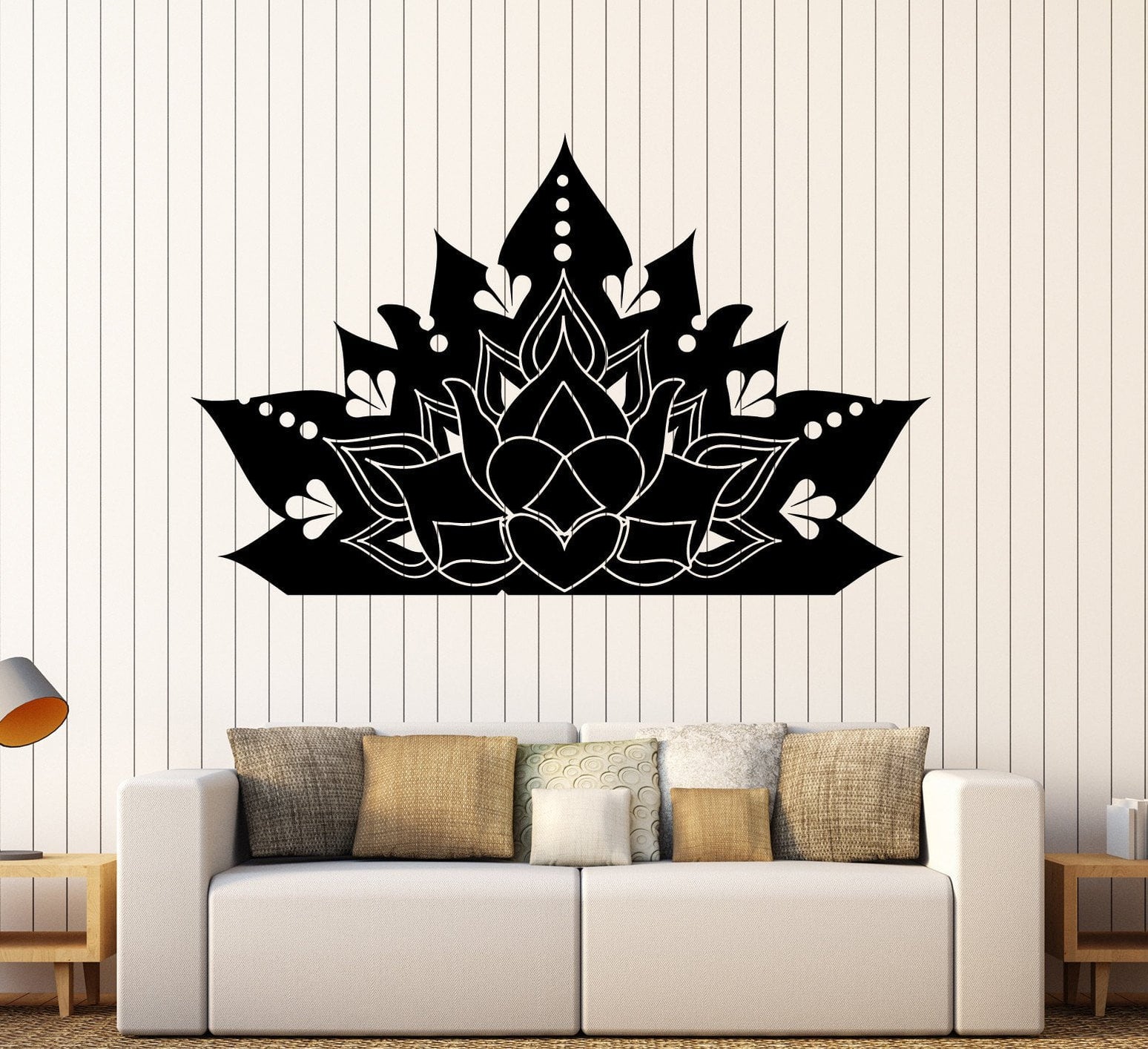 Vinyl Wall Decal Lotus Flower Ornament Buddhism Yoga Stickers Unique G ...