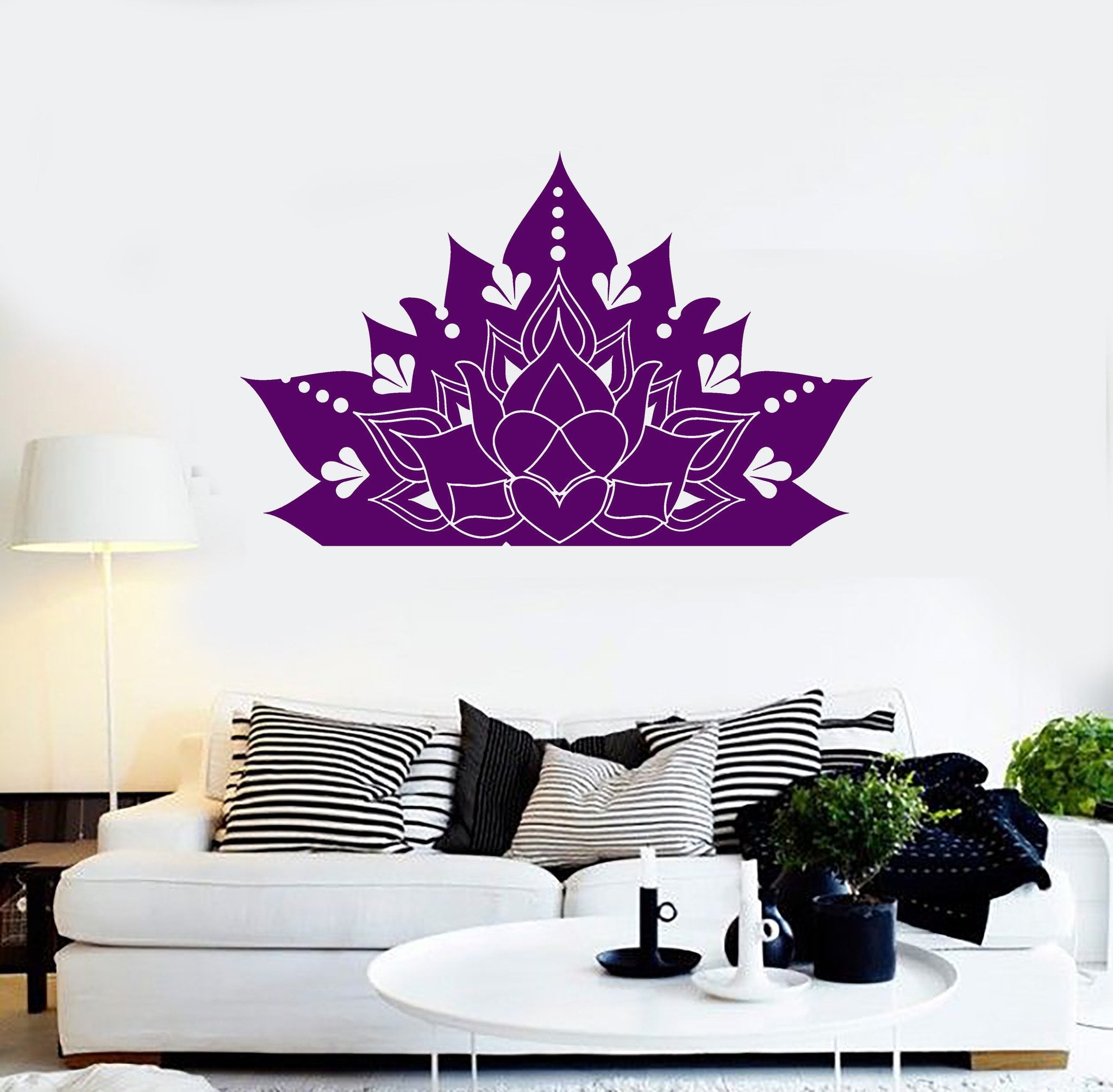 Vinyl Wall Decal Lotus Flower Ornament Buddhism Yoga Stickers Unique G ...