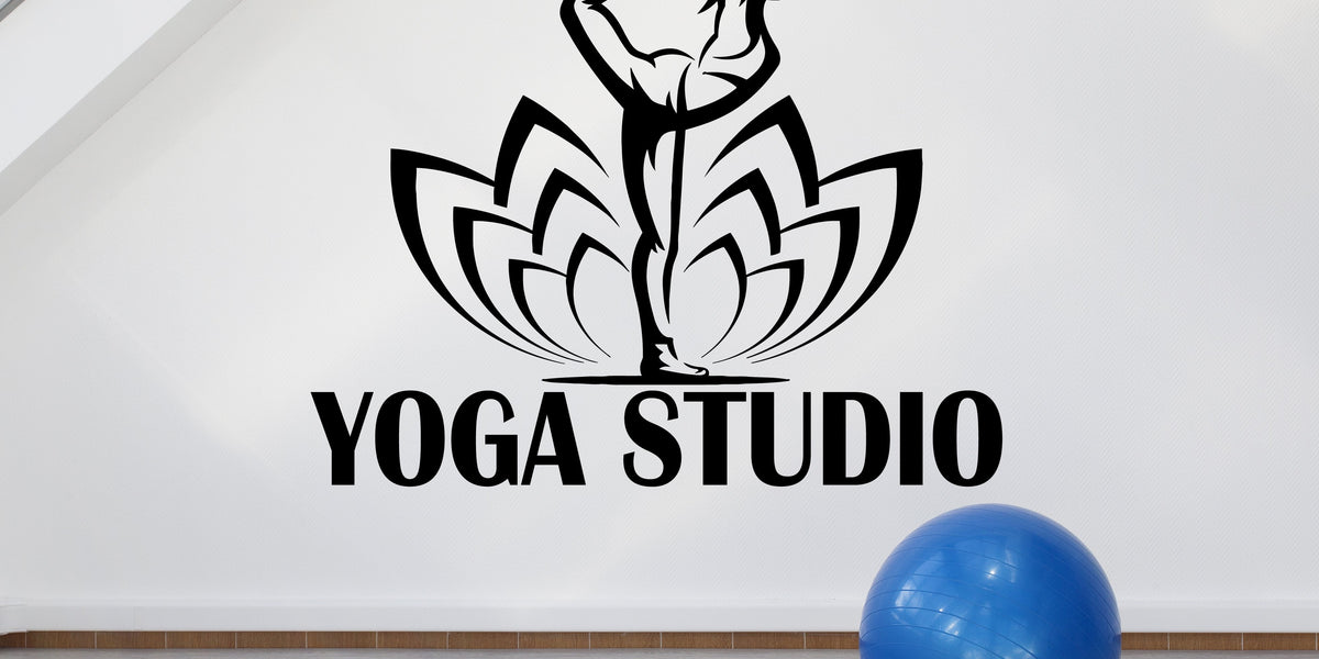 Vinyl Wall Decal Yoga Studio Logo Pose Lotus Flower Stickers (2323ig ...