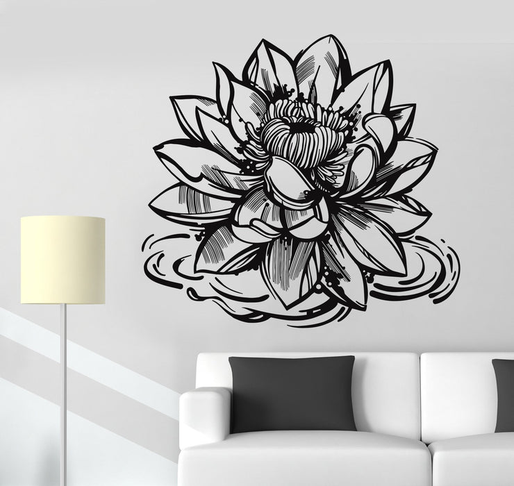 Vinyl Wall Decal Lotus Flower Yoga Meditation Center Buddhism Stickers Unique Gift (1182ig)