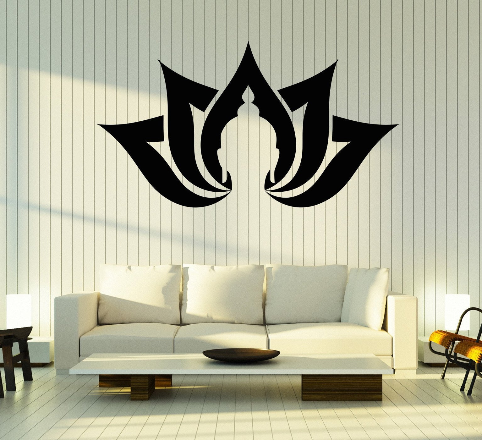 Vinyl Wall Decal Lotus Flower Yoga Meditation Buddha Head Buddhism Sti ...