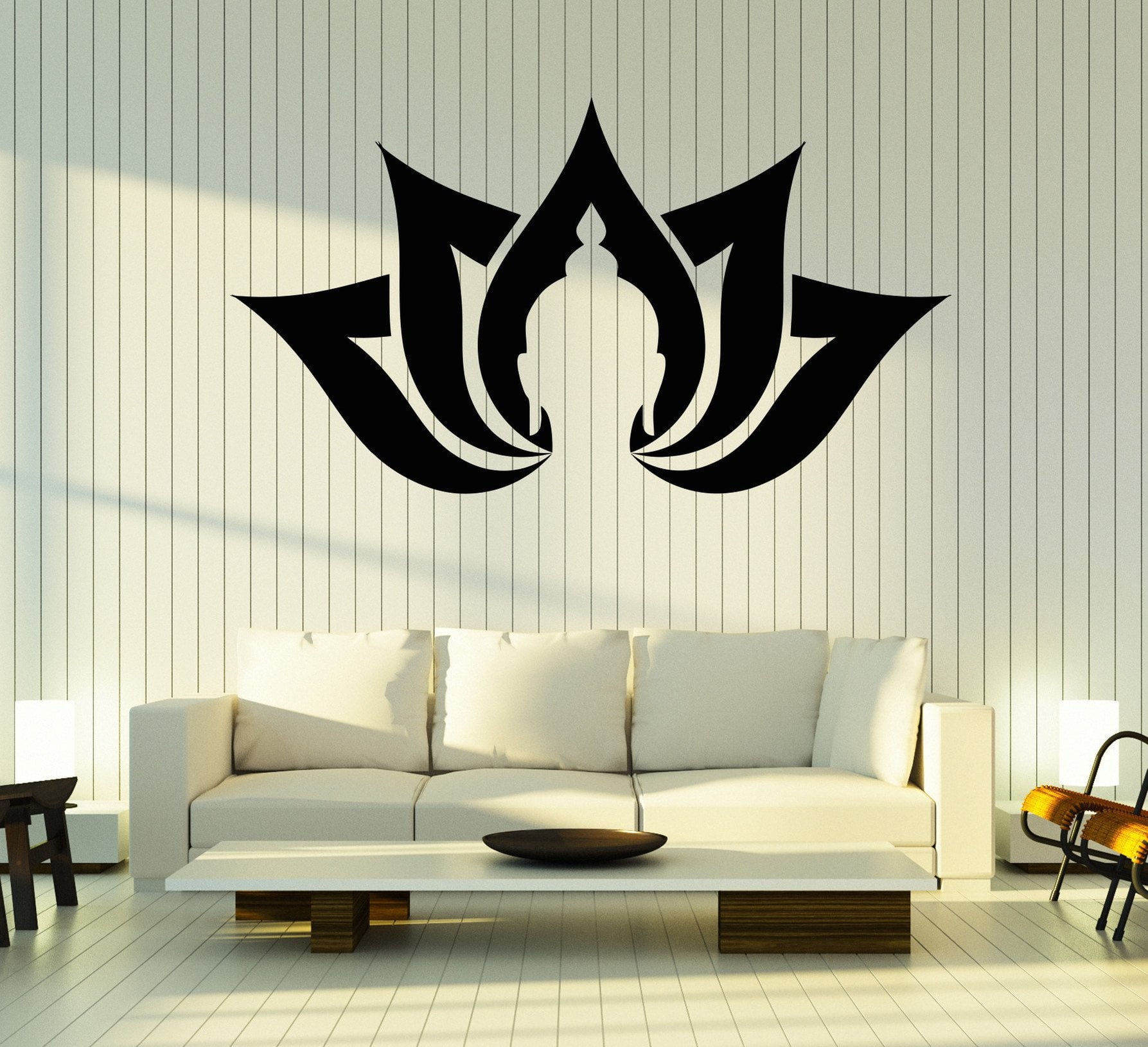 Vinyl Wall Decal Lotus Flower Yoga Meditation Buddha Head Buddhism Sti ...