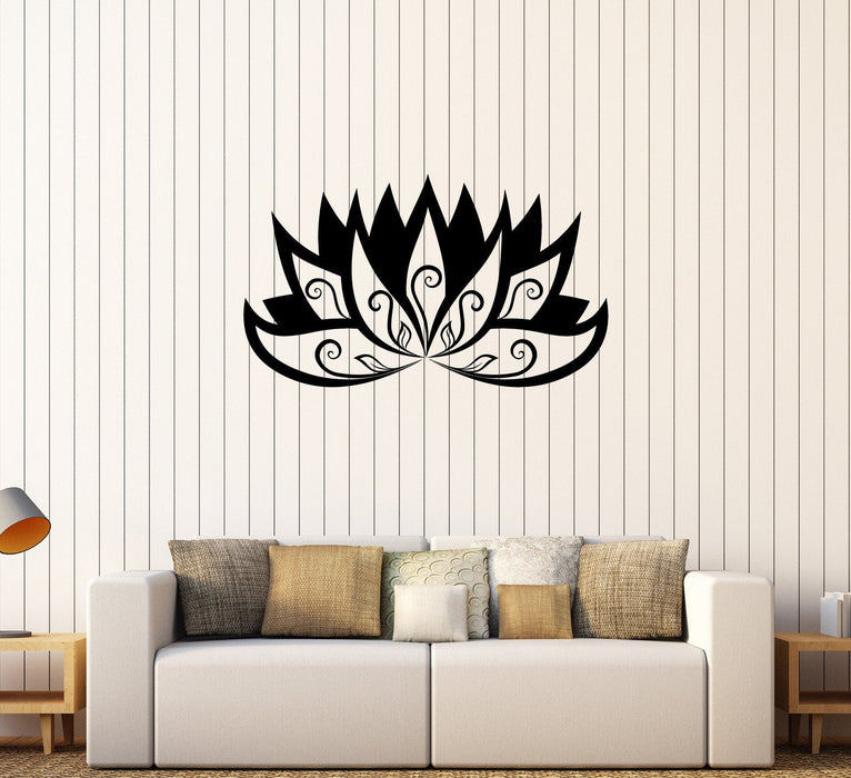 Vinyl Wall Decal Yoga Flower Lotus Ornament Meditation Room Stickers Unique Gift (227ig)