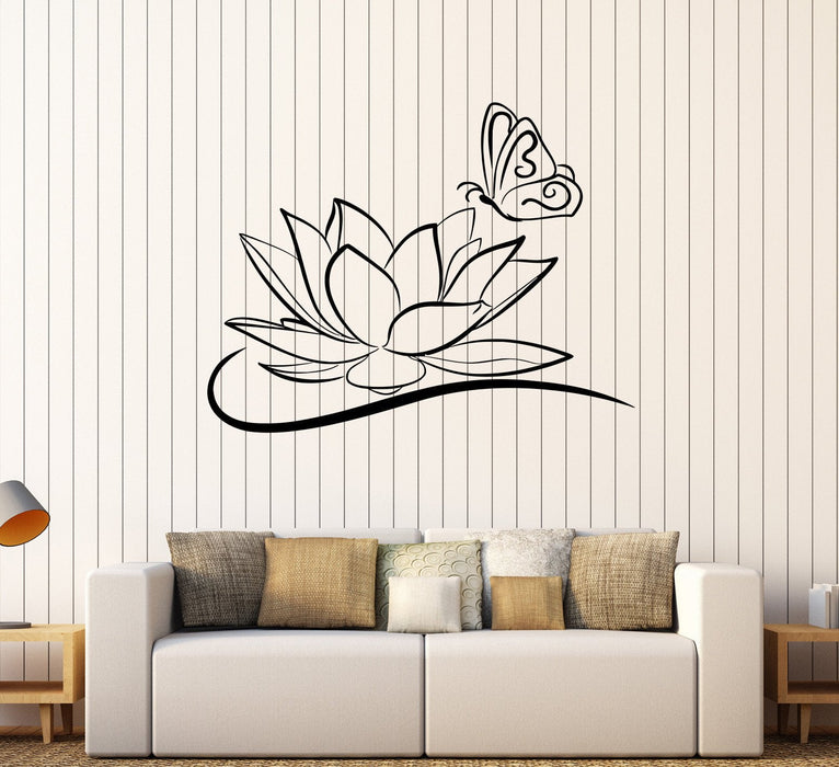 Vinyl Wall Decal Lotus Flower Butterfly Beauty Salon Spa Stickers Unique Gift (256ig)
