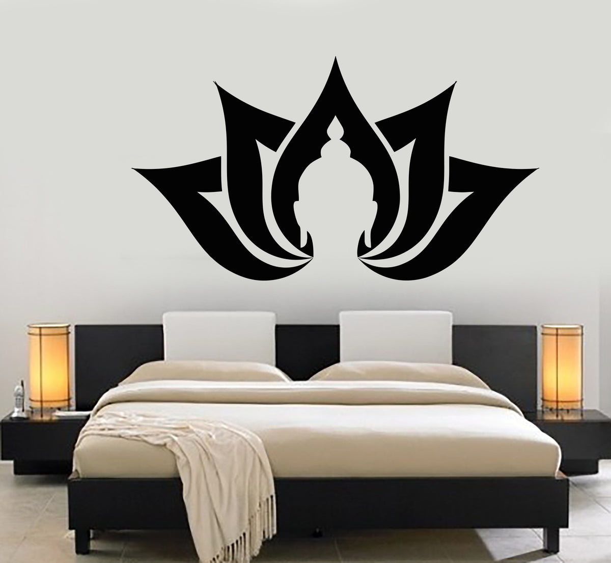 Vinyl Wall Decal Lotus Flower Yoga Meditation Buddha Head Buddhism Sti ...