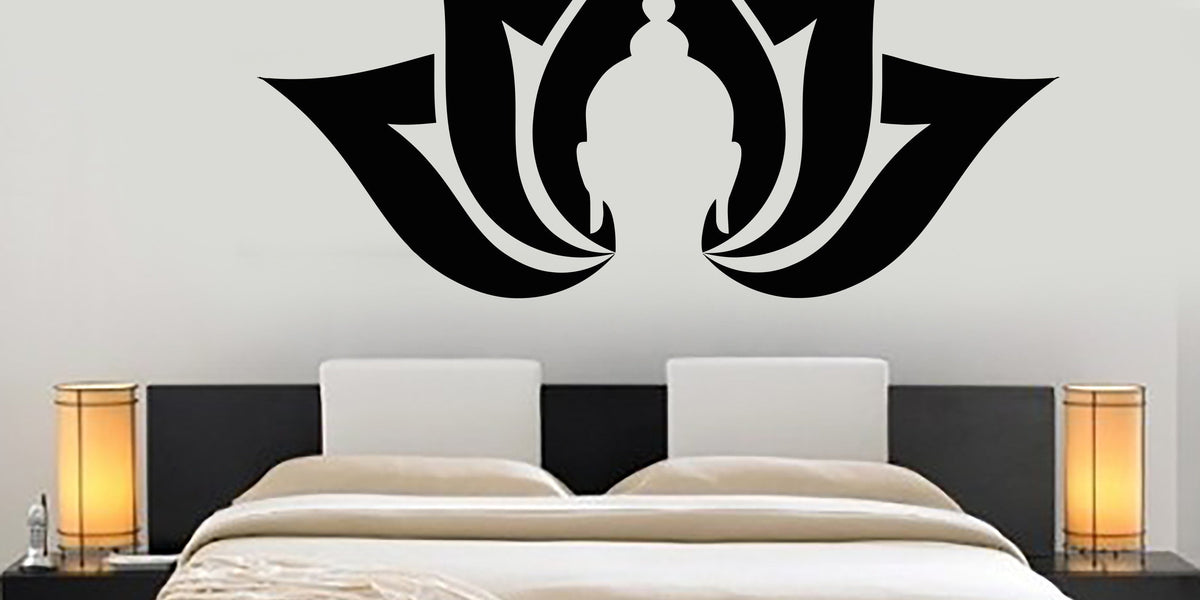 Vinyl Wall Decal Lotus Flower Yoga Meditation Buddha Head Buddhism Sti ...