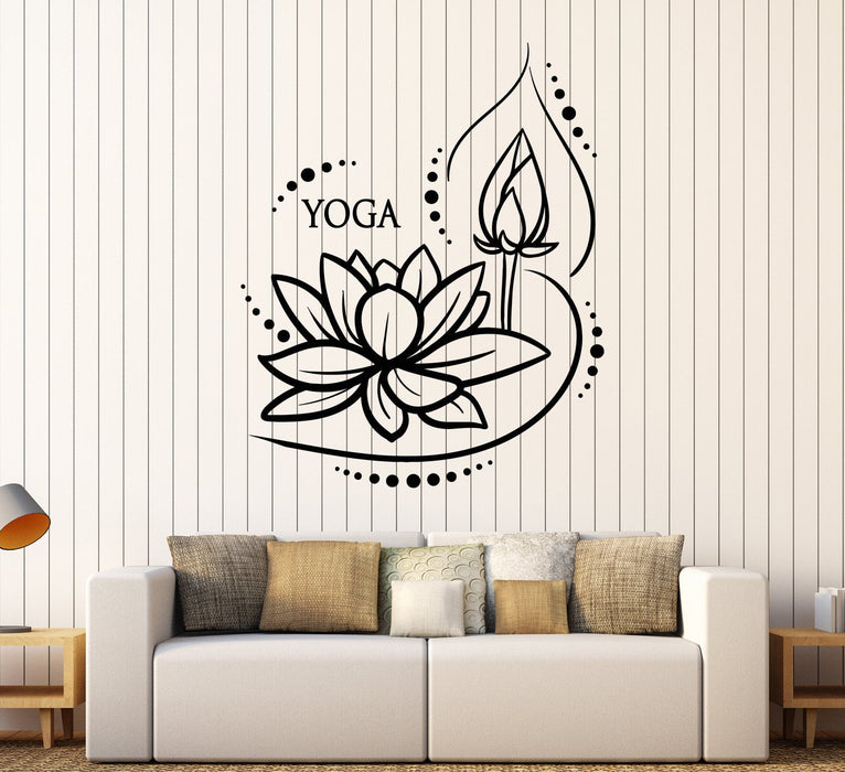 Vinyl Wall Decal Lotus Flower Yoga Meditation Buddhism Stickers Unique Gift (1639ig)